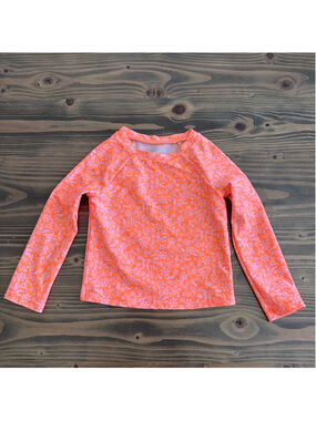 Cat & Jack Girls Rashguard 3T Orange Pink Floral Swim Sun Shirt